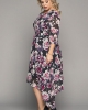 Oversized Black Crewneck Half Sleeve Floral Midi Dress & Gown (plus size)