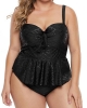 Oversized Black Halter Neck Peplum Tankini (plus size)