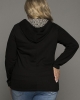 Oversized Black Hoodie with Leopard Pocket (plus size)