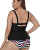 Oversized Black Ruffled Tankini with Floral Panty (plus size)