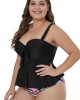 Oversized Black Ruffled Tankini with Floral Panty (plus size)