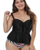 Oversized Black Ruffled Tankini with Floral Panty (plus size)