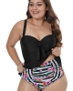 Oversized Black Ruffled Tankini with Floral Panty (plus size)