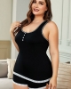 Oversized Black Scoop Neck Cami Shorts PJ Set (plus size)