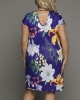 Oversized Blue Floral Print Strappy Hollow-out Midi Dress & Gown (plus size)
