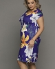 Oversized Blue Floral Print Strappy Hollow-out Midi Dress & Gown (plus size)