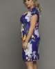 Oversized Blue Floral Print Strappy Hollow-out Midi Dress & Gown (plus size)