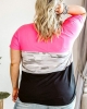 Oversized Camouflage Insert Colorblock Splicing Top (plus size)