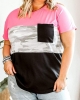 Oversized Camouflage Insert Colorblock Splicing Top (plus size)