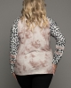 Oversized Crisscross Neck Leopard Sleeve Tie-dye Top (plus size)