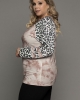 Oversized Crisscross Neck Leopard Sleeve Tie-dye Top (plus size)