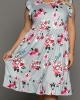 Oversized Gray Floral Print Ruffle Sleeve Mini Dress & Gown (plus size)