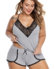 Oversized Gray Pajamas Cami Shorts Set (plus size)