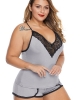 Oversized Gray Pajamas Cami Shorts Set (plus size)