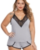 Oversized Gray Pajamas Cami Shorts Set (plus size)