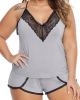 Oversized Gray Pajamas Cami Shorts Set (plus size)