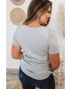 Oversized Grey Crisscross Ribbed Knit T-shirt (plus size)