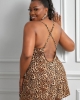 Oversized Leopard Lace Stitching Print Babydoll (plus size)