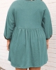 Oversized Leopard Patchwork V Neck Buttons Babydoll Dress & Gown (plus size)