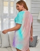 Oversized Multicolor Tie-dye Short Sleeve Mini Dress & Gown (plus size)