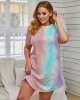 Oversized Multicolor Tie-dye Short Sleeve Mini Dress & Gown (plus size)