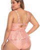 Oversized Pink Halter Neck Peplum Tankini (plus size)