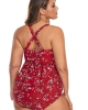 Oversized Red Print Moulded Cups Peplum Bikini (plus size)