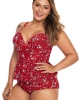 Oversized Red Print Moulded Cups Peplum Bikini (plus size)