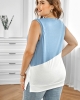 Oversized Sky Blue Colorblock Patchwork Tank (plus size)