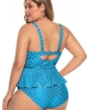 Oversized Sky Blue Halter Neck Peplum Tankini (plus size)