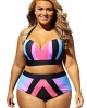 Oversized Strapped Color Splice Two Piece Swimsuits (plus size)