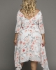 Oversized White Crewneck Half Sleeve Floral Midi Dress & Gown (plus size)